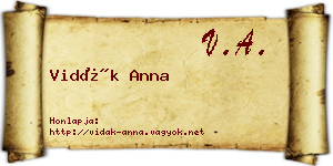 Vidák Anna névjegykártya