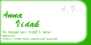anna vidak business card